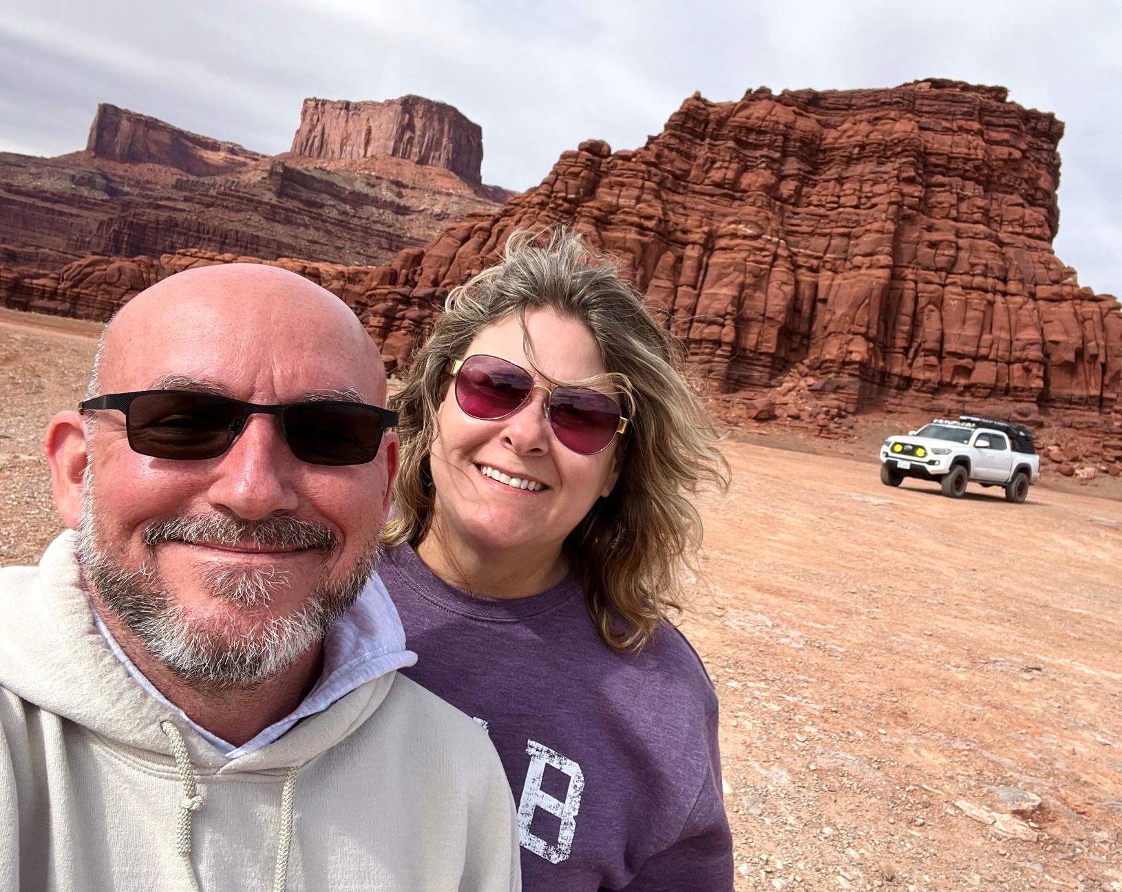Pam and Roger at Thelma & Louise Point in Canyonlands, UT